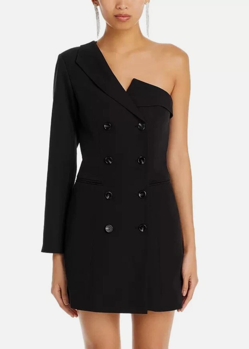 Aqua One Shoulder Blazer Dress in Black size S
